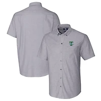 Men's Cutter & Buck Charcoal Tulane Green Wave Vault Stretch Oxford Short Sleeve Button-Down Shirt