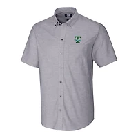 Men's Cutter & Buck Charcoal Tulane Green Wave Vault Stretch Oxford Short Sleeve Button-Down Shirt