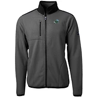 Veste polaire entièrement zippée en sherpa écologique Tulane Green Wave Cascade pour homme, gris/noir Cutter & Buck