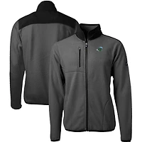 Veste polaire entièrement zippée en sherpa écologique Tulane Green Wave Cascade pour homme, gris/noir Cutter & Buck