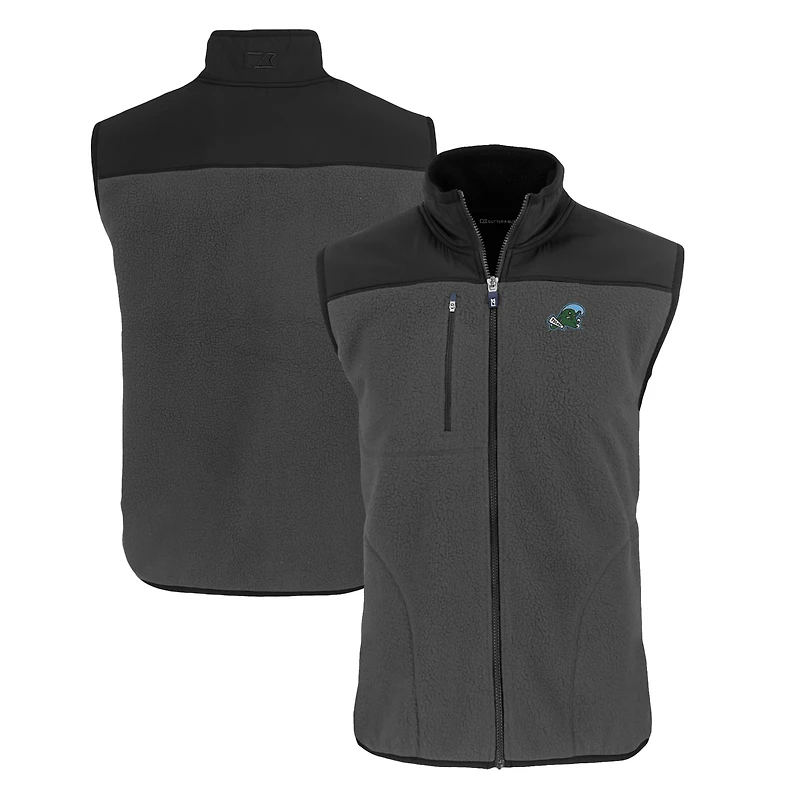 Gilet zippé en polaire Sherpa écologique pour homme Cutter & Buck Gris Tulane Green Wave Cascade