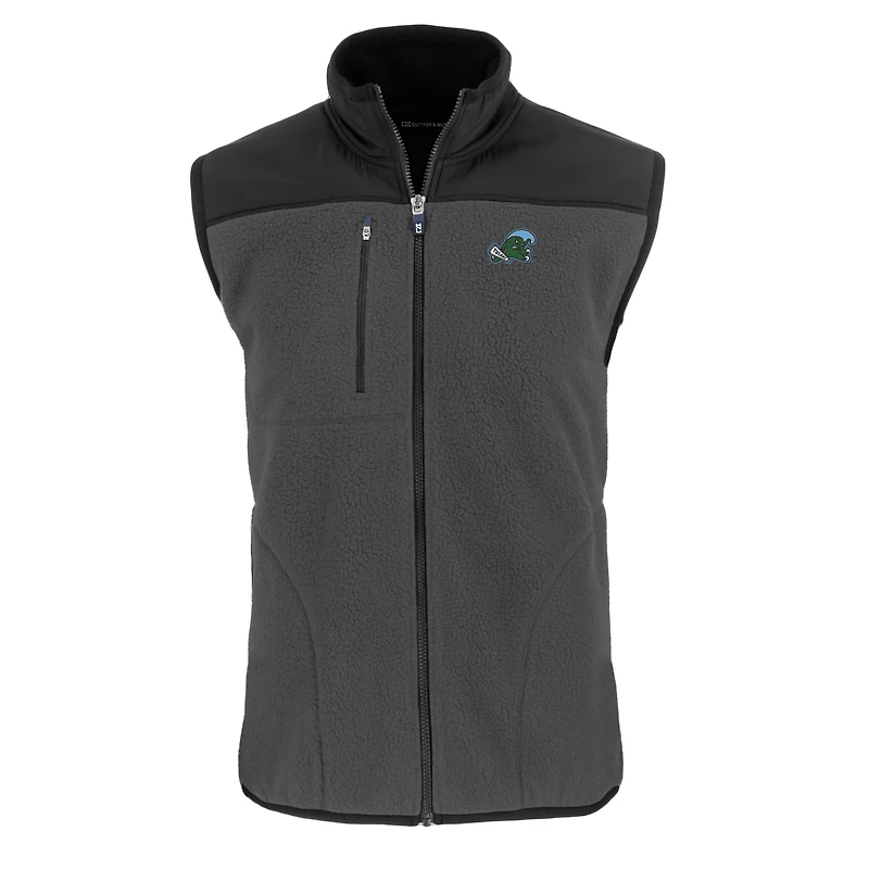 Gilet zippé en polaire Sherpa écologique pour homme Cutter & Buck Gris Tulane Green Wave Cascade