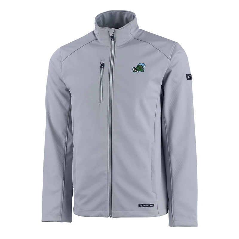 Veste zippée intégrale en softshell recyclée Tulane Green Wave Evoke Eco pour homme, grise et coupe-vent