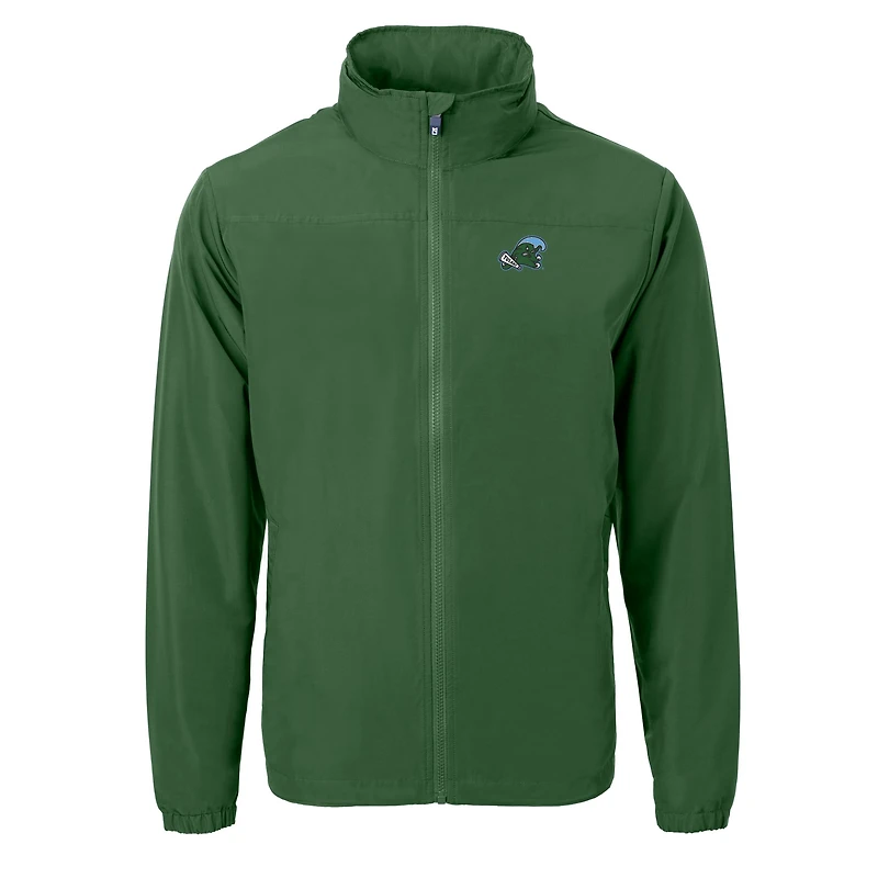 Men's Cutter & Buck Green Tulane Wave Charter Eco Recycled Full-Zip Jacket