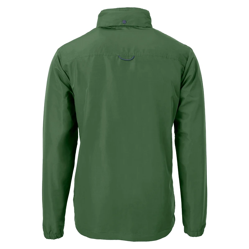 Men's Cutter & Buck Green Tulane Wave Charter Eco Recycled Full-Zip Jacket