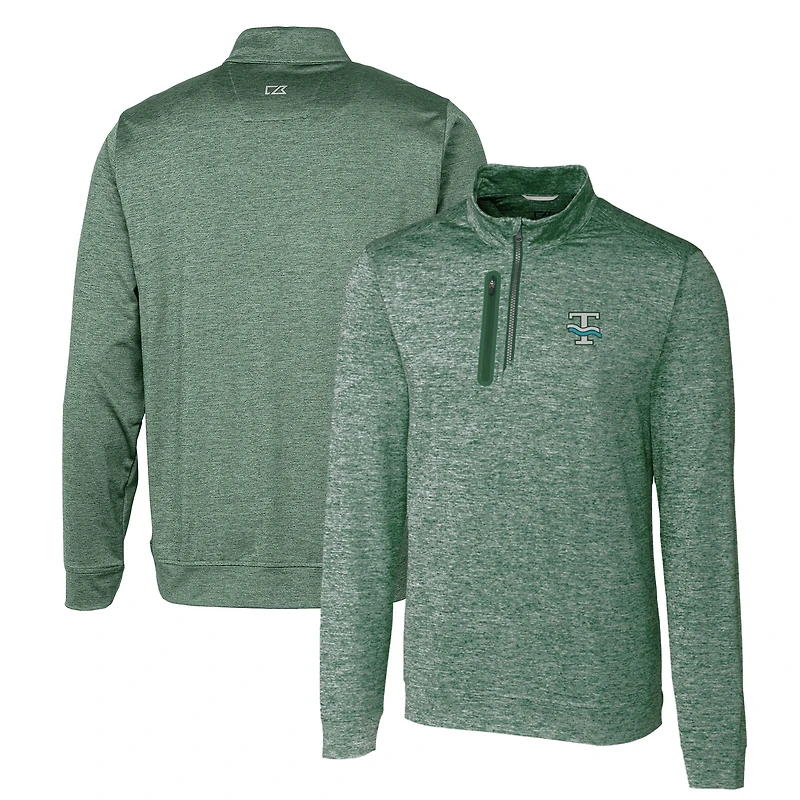 Pull-over zippé quart de tour pour homme Cutter & Buck Green Tulane Wave Heathered Vault Stealth
