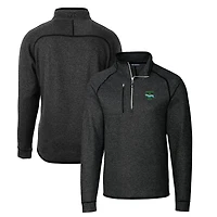 Pull-over en tricot demi-zippé Cutter & Buck Heather Charcoal Tulane Green Wave pour homme