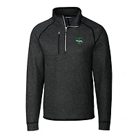 Pull-over en tricot demi-zippé Cutter & Buck Heather Charcoal Tulane Green Wave pour homme