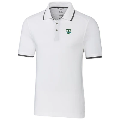 Polo homme Cutter & Buck blanc Tulane Green Wave Big Tall College Vault Advantage Tipped DryTec Tri-Blend
