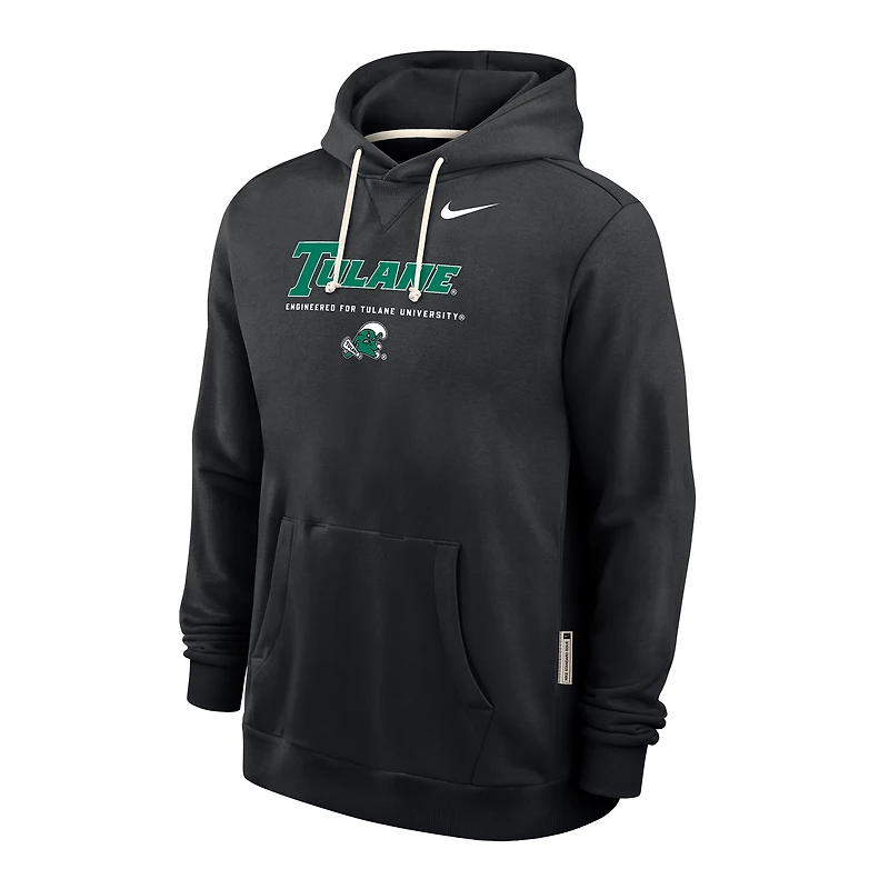 Sweat à capuche Nike Dri-FIT noir Tulane Green Wave 2025 Sideline Standard Issue pour homme