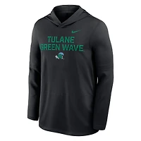 Men's Nike  Black Tulane Green Wave Sideline Dri-FIT Lightweight Hooded Top