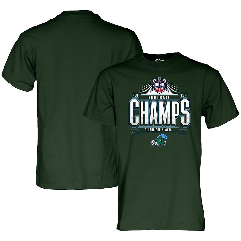 Unisex Blue 84  Green Tulane Wave 2025 The American Football Champions Locker Room T-Shirt