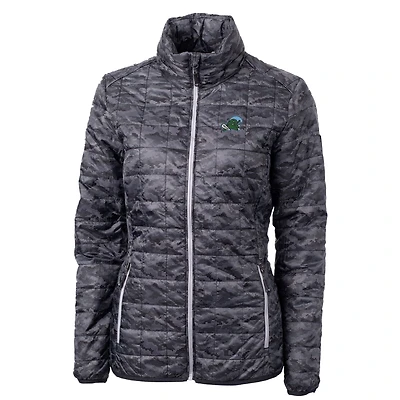 Women's Cutter & Buck Black Tulane Green Wave Eco Full-Zip Puffer Jacket