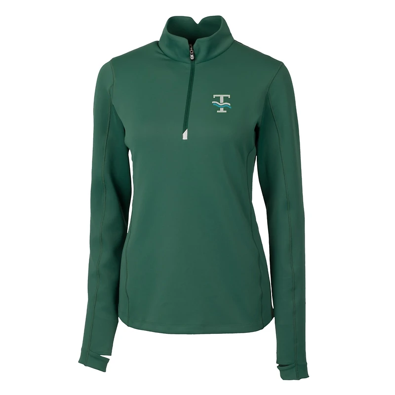 Pull zippé 1/4 Cutter & Buck Green Tulane Wave Traverse Stretch pour femme