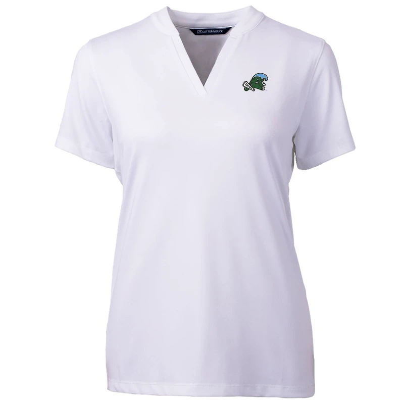 Women's Cutter & Buck White Tulane Green Wave Forge Blade V-Neck Top