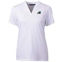 Women's Cutter & Buck White Tulane Green Wave Forge Blade V-Neck Top