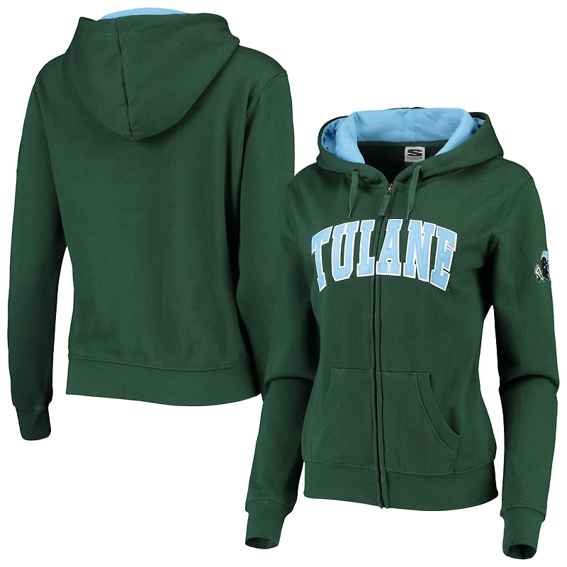 Sweat à capuche zippé vert Tulane Green Wave pour femme