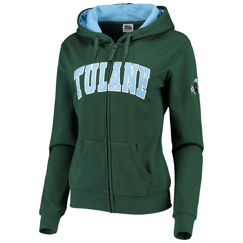 Sweat à capuche zippé vert Tulane Green Wave pour femme