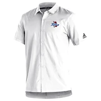 Men's adidas  White Tulsa Golden Hurricane Sideline Button-Up Polo