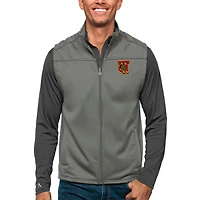 Men's Antigua Steel Tuskegee Golden Tigers Links Full-Zip Golf Vest