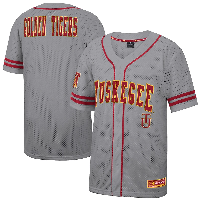 Men's Colosseum Gray Tuskegee Golden Tigers Free Spirited Baseball Jersey