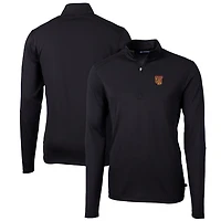 Pull zippé en piqué écologique recyclé pour homme, couleur noire, de grande taille, des Golden Tigers Tuskegee, Cutter & Buck