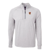 Men's Cutter & Buck  Heather Gray Tuskegee Golden Tigers Big Tall Adapt Eco Knit Quarter-Zip Pullover Top