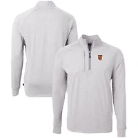 Men's Cutter & Buck  Heather Gray Tuskegee Golden Tigers Big Tall Adapt Eco Knit Quarter-Zip Pullover Top