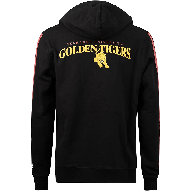 Sweat à capuche rayures surdimensionnées FISLL noir Tuskegee Golden Tigers pour hommes