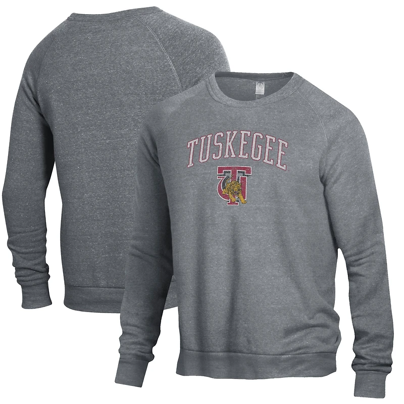 Men's Heathered Gray Tuskegee Golden Tigers The Champ Tri-Blend Pullover Sweatshirt