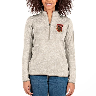 Women's Antigua Oatmeal Tuskegee Golden Tigers Fortune Half-Zip Pullover Jacket