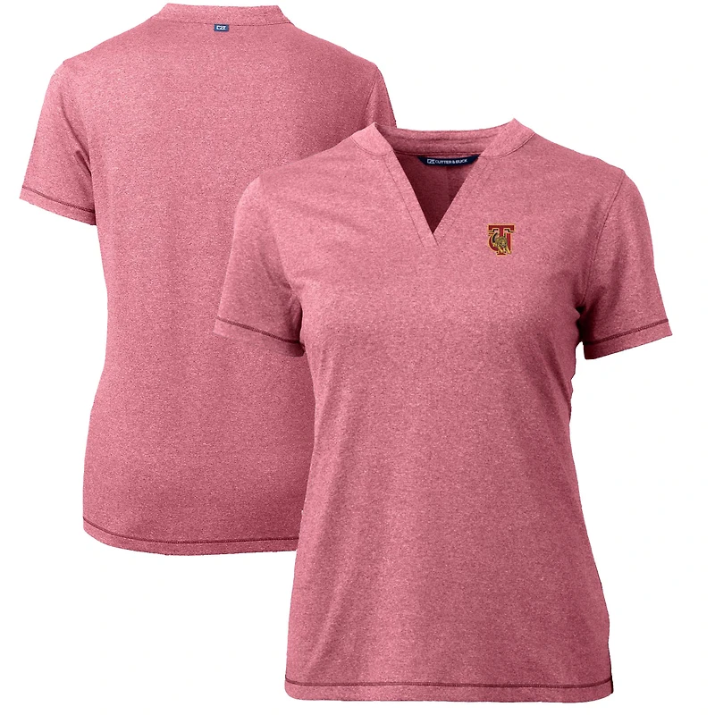 Women's Cutter & Buck Heather Crimson Tuskegee Golden Tigers Forge Blade V-Neck Top