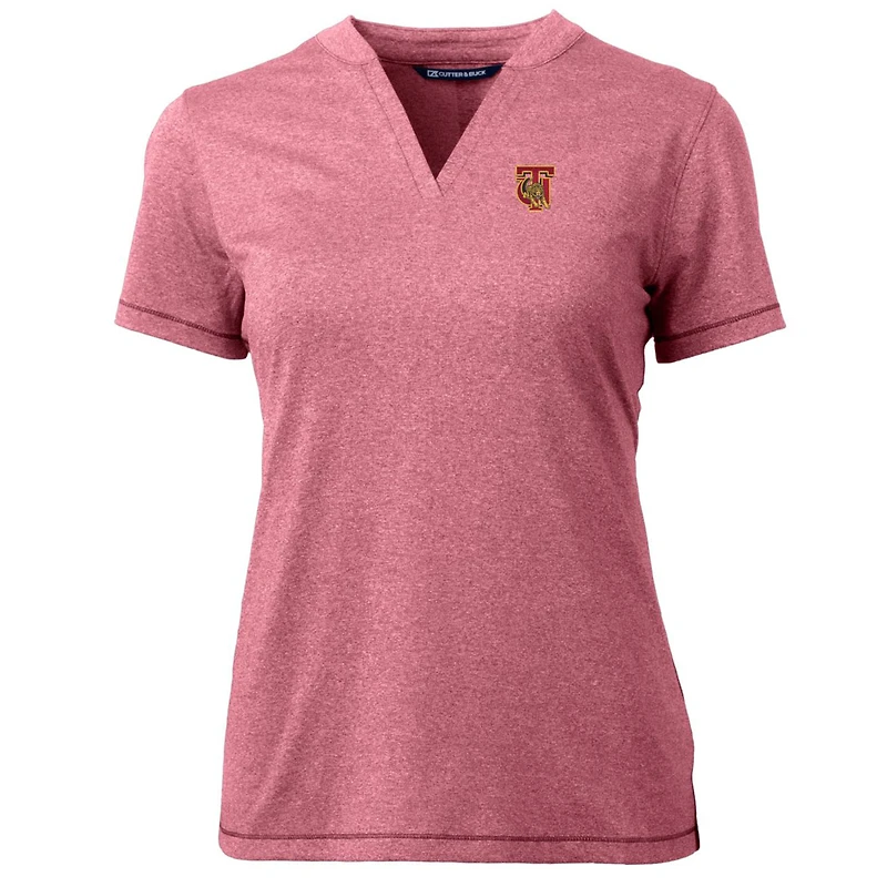 Women's Cutter & Buck Heather Crimson Tuskegee Golden Tigers Forge Blade V-Neck Top
