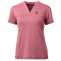 Women's Cutter & Buck Heather Crimson Tuskegee Golden Tigers Forge Blade V-Neck Top