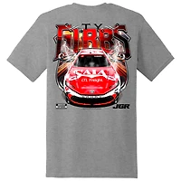 T-shirt gris chiné Ty Gibbs Saia pour homme de la collection Joe Racing Team