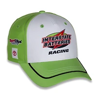 Casquette ajustable blanche et verte de l'équipe Joe Gibbs Racing Team, modèle Ty Gibbs Interstate Batteries.