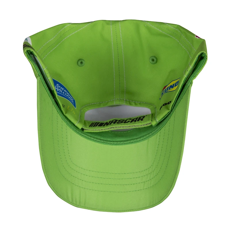 Casquette ajustable blanche et verte de l'équipe Joe Gibbs Racing Team, modèle Ty Gibbs Interstate Batteries.