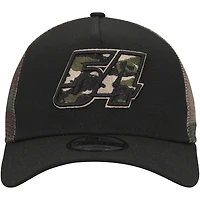 Casquette Snapback Ty Gibbs A-Frame Trucker 9FORTY New Era pour homme, noir/camouflage