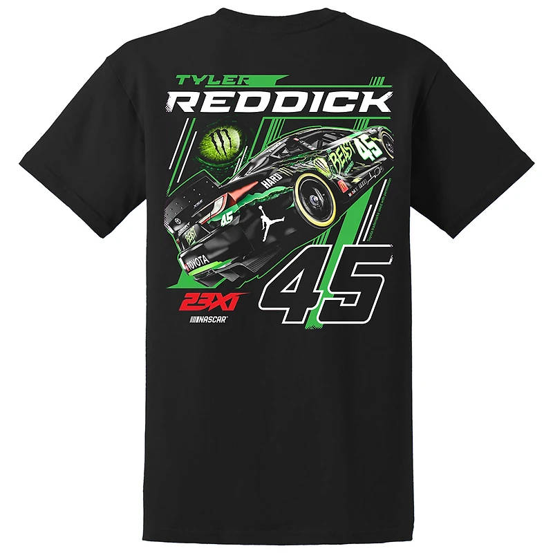 T-shirt de voiture Tyler Reddick noir 23XI Racing pour hommes