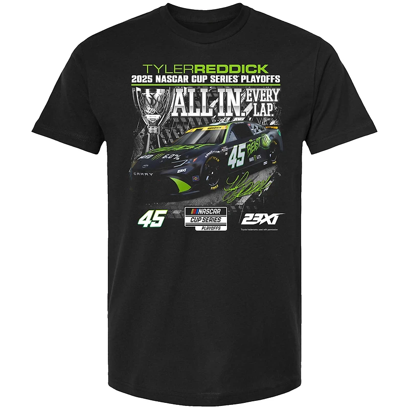 T-shirt noir à damier pour homme, Tyler Reddick, Series éliminatoires NASCAR Cup 2025, The Beast