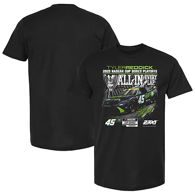 T-shirt noir à damier pour homme, Tyler Reddick, Series éliminatoires NASCAR Cup 2025, The Beast