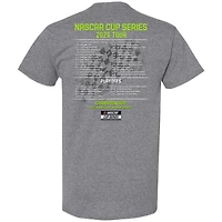 Men's Checkered Flag Sports Heather Charcoal Tyler Reddick 2026 NASCAR Schedule T-Shirt