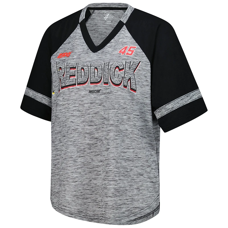Women's G-III 4Her by Carl Banks  Heather Gray Tyler Reddick Hall of Fame Oversized Raglan V-Neck T-Shirt