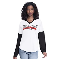 Women's G-III 4Her by Carl Banks  White/Black Tyler Reddick Bench Player Oversized Long Sleeve Hoodie V-Neck T-Shirt