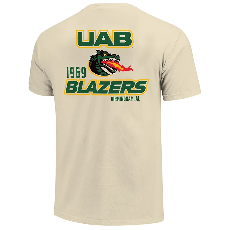 Men's Cream UAB Blazers Comfort Colors Mascot Overlay T-Shirt