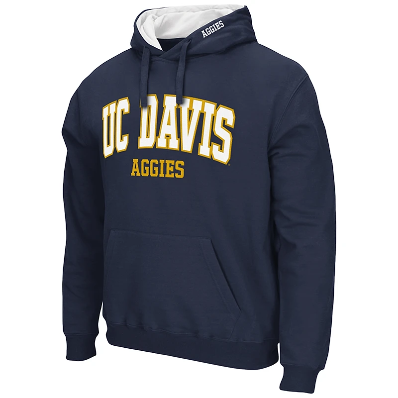 Men's Colosseum Navy UC Davis Aggies Arch & Logo 3.0 Pullover Hoodie