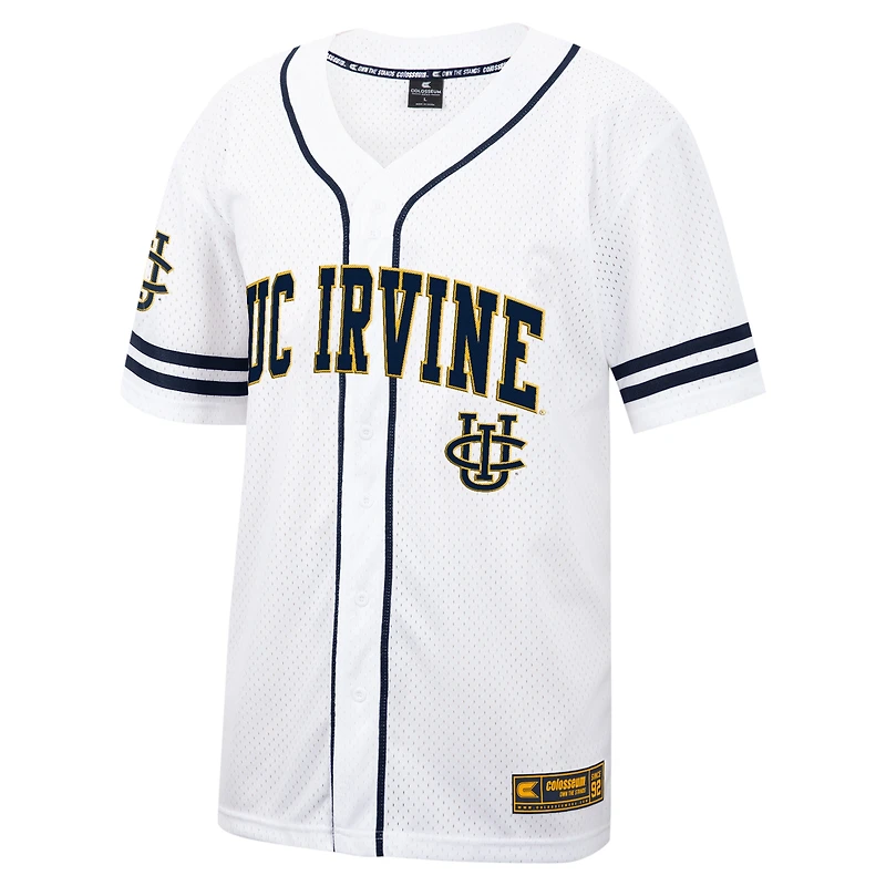Maillot de baseball boutonné en maille Free Spirited UC Irvine Anteaters Colosseum blanc pour hommes