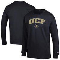 T-shirt à manches longues avec logo Arch Over Champion Black UCF Knights pour homme