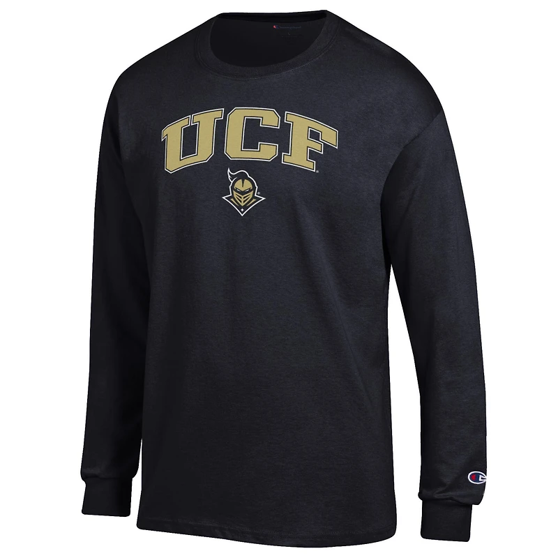 T-shirt à manches longues avec logo Arch Over Champion Black UCF Knights pour homme