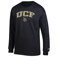 T-shirt à manches longues avec logo Arch Over Champion Black UCF Knights pour homme